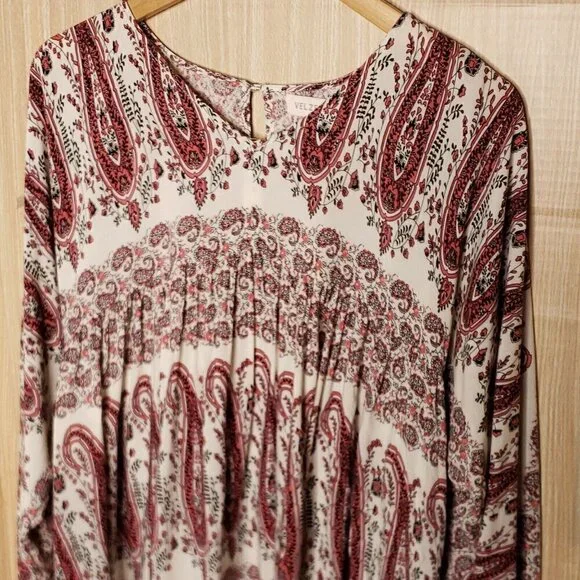 Velzera Womens White Paisley Flowy Dress Or Tunic Top Large - Picture 3 of 7
